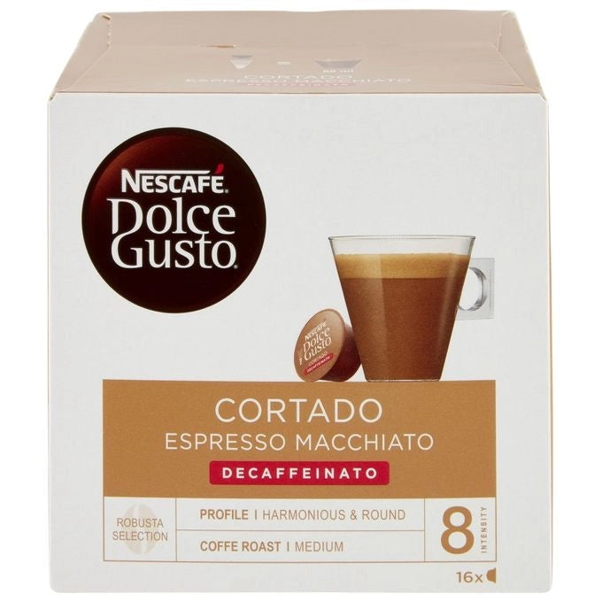 Nescafé Dolce Gusto Caffè Cortado Espresso Macchiato Decaffeinato 16 Capsule