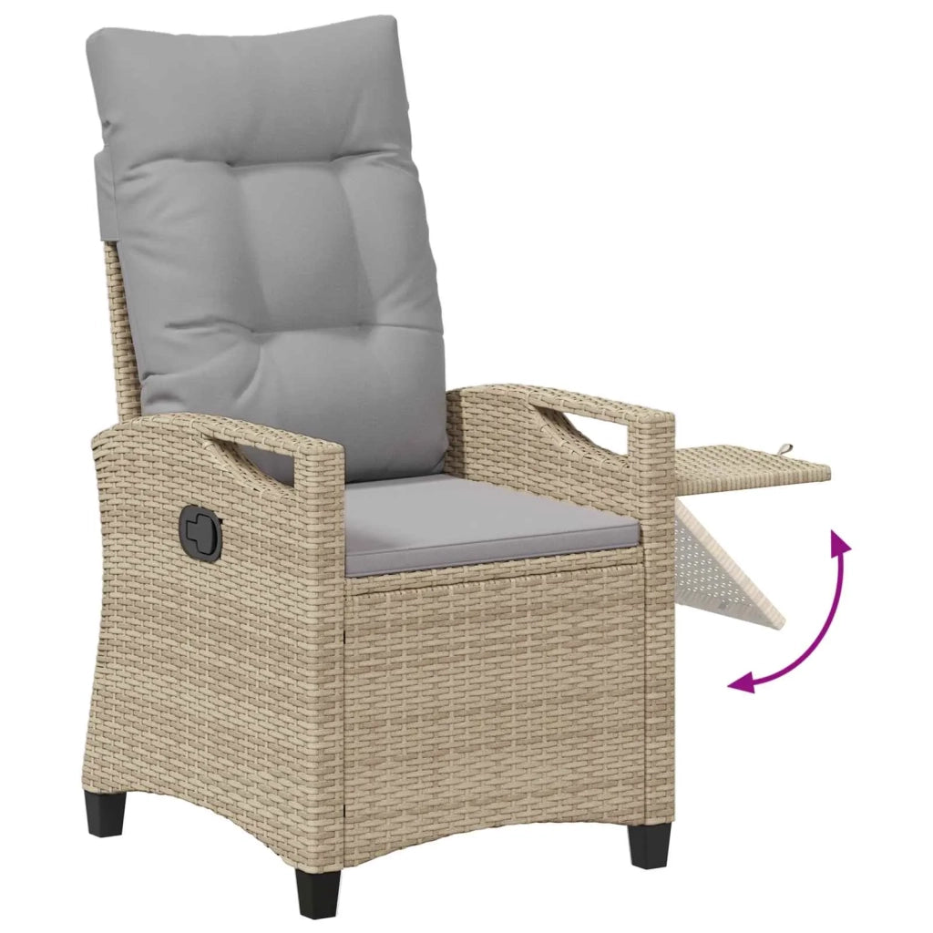 Sedia da giardino reclinabile Beige e Grigio Chiaro polyrattan 42026843