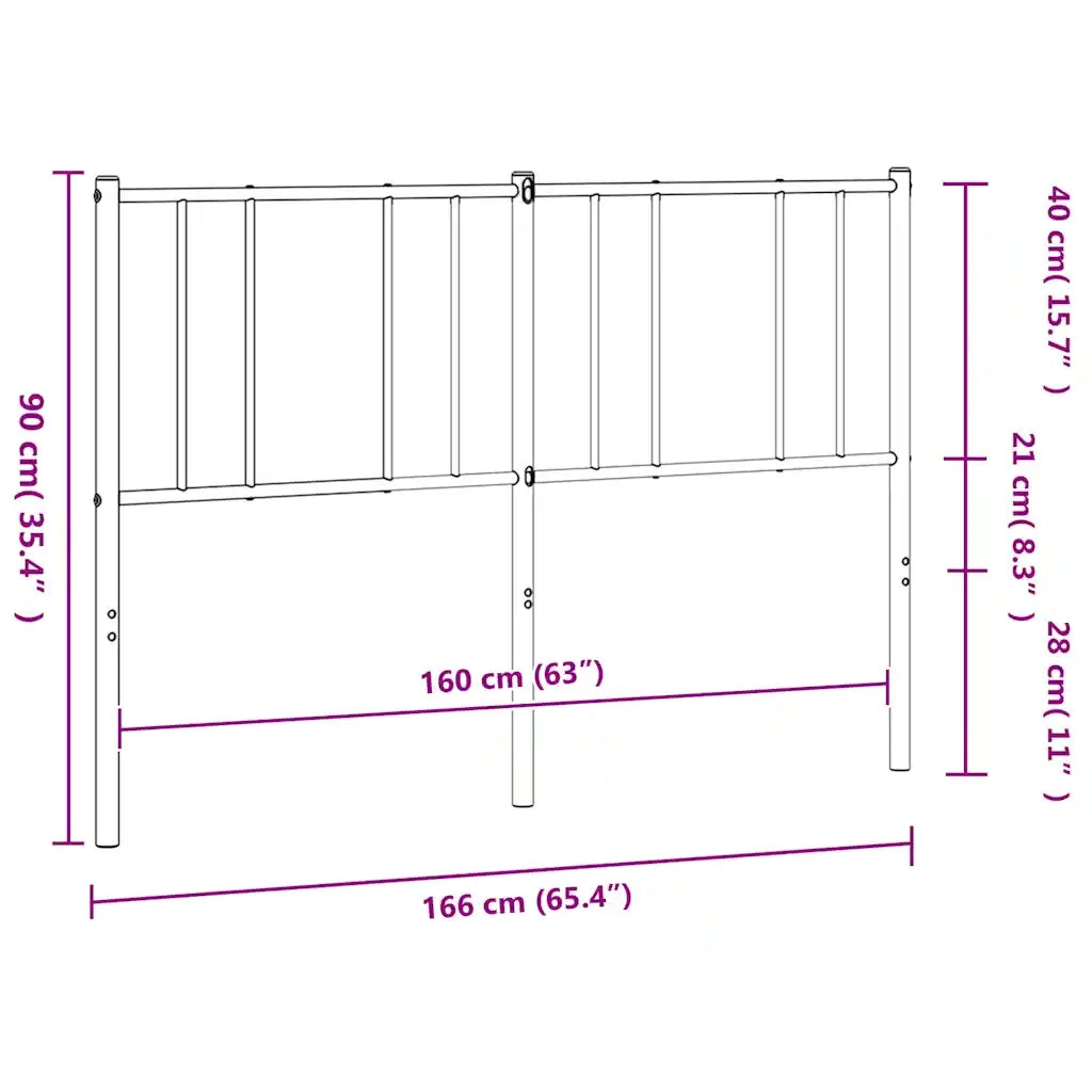Testiera di Ricambio in Metallo Nero 160 cm 352515