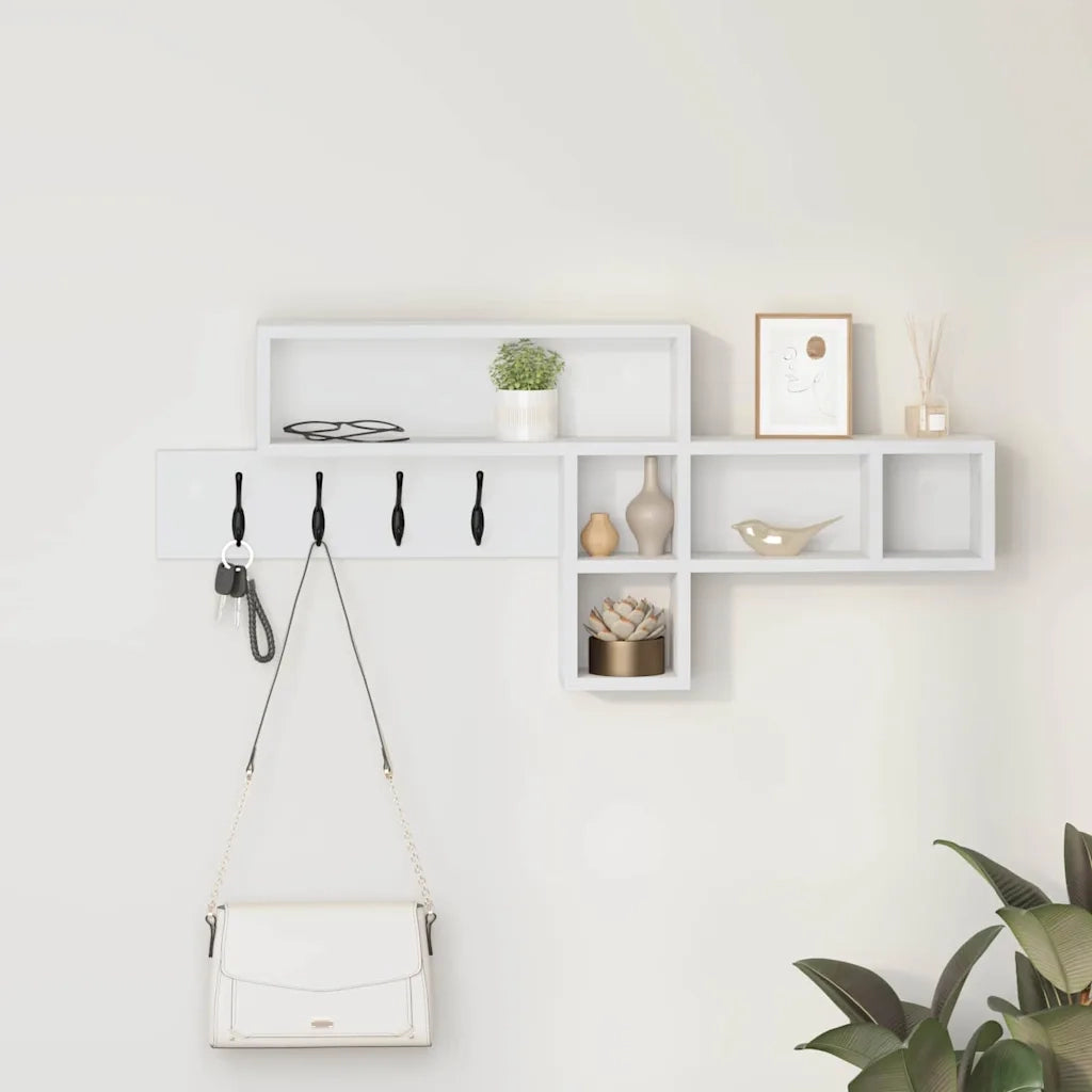 vidaXL Appendiabiti a muro Bianco 100 x 12 x 43.5 cm Legno multistrato