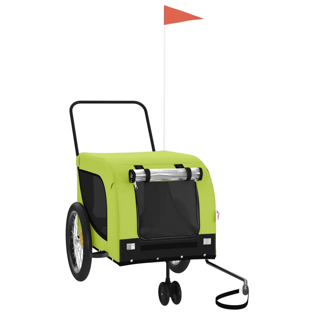 Rimorchio da Bici per Animali Verde e Nero Oxford e Ferro CFW4085039