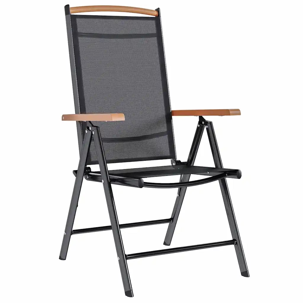 Sedie da Giardino Pieghevoli 4 pz | Sedie da Esterno in Alluminio e Textilene Nere