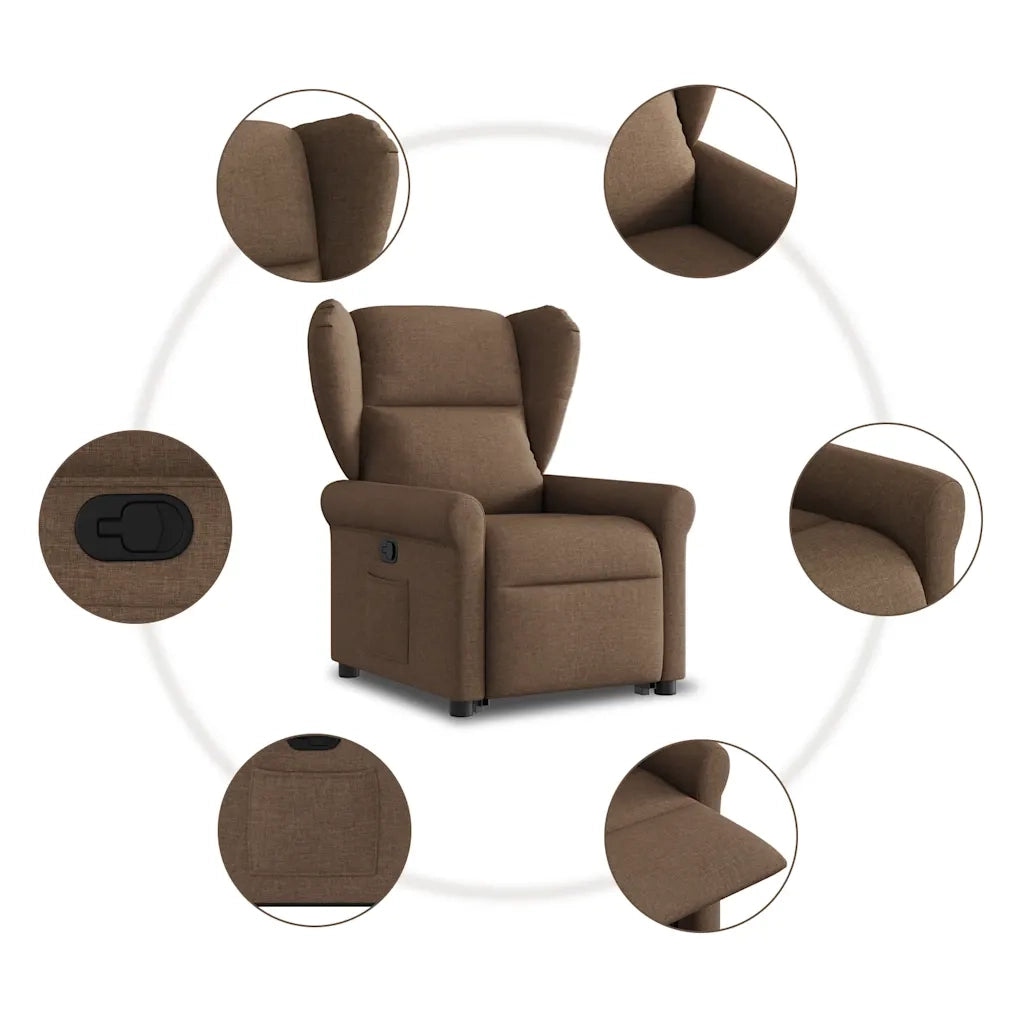 Poltrona Alzapersona Reclinabile Marrone in Tessuto 3303378