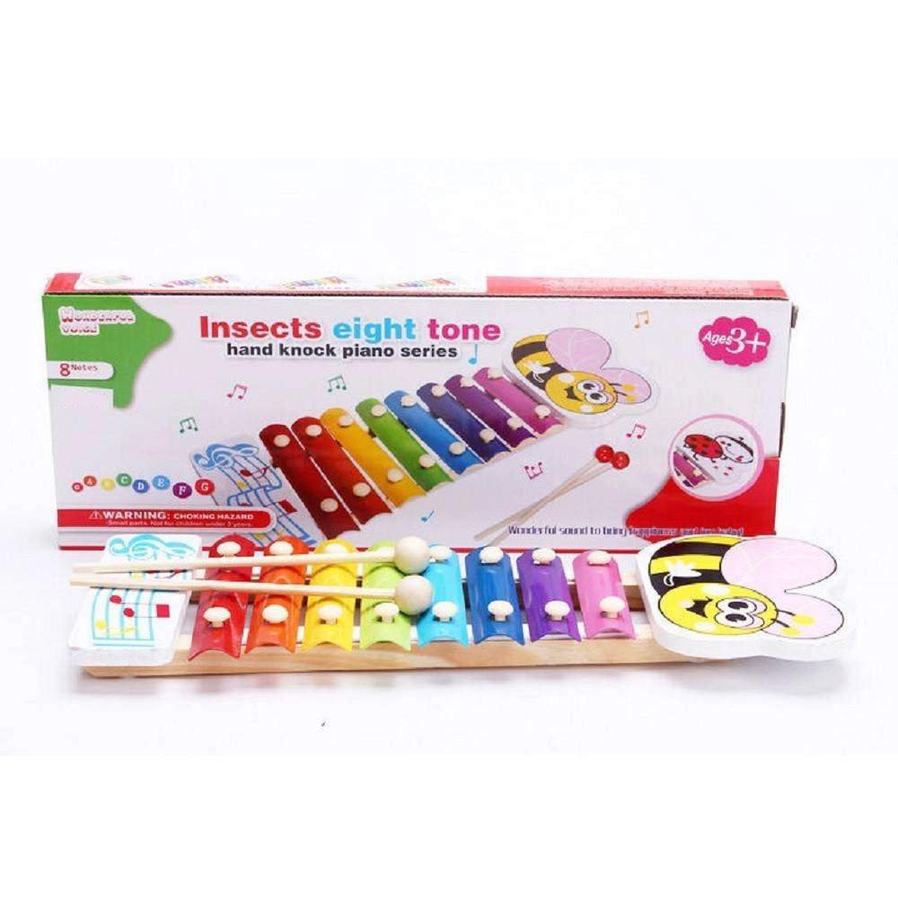 Trade Shop - Strumento Musicale Xilofono Gioco Giocattolo Per Bambini In Legno 8 Piastre -