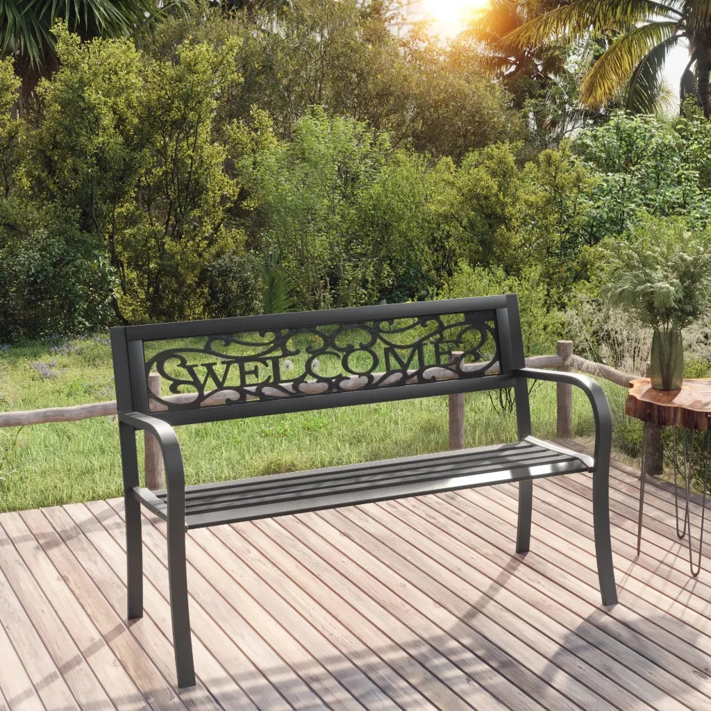 Panchina da Giardino 125 cm in Acciaio Nera cod mxl 53273