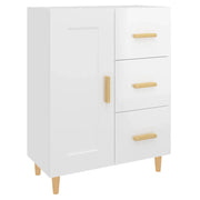 Credenza | Madia | Buffet da pranzo | Armadio da pranzo 69,5x34x90 cm in Legno Multistrato Bianco Lucido