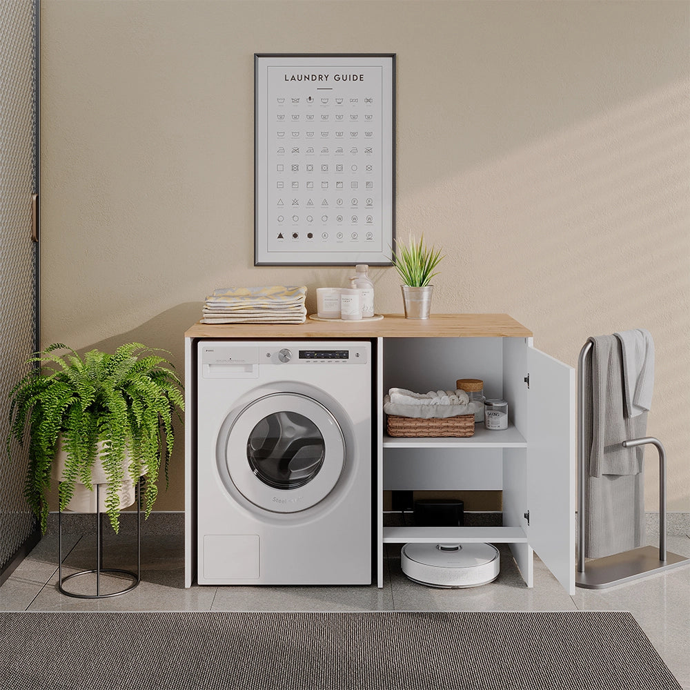 Vicco Mobile lavatrice Bianco/Rovere artigianale 119.6 x 88.2 cm con 1 porta