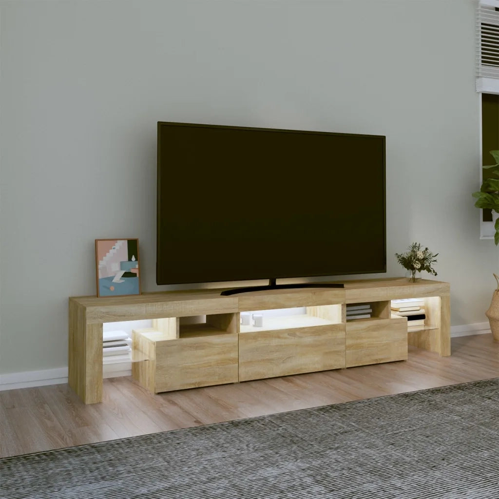 Mobile Porta TV con Luci LED Rovere Sonoma 200x36,5x40 cm 3152812