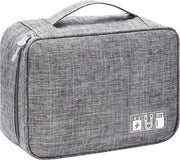 Organizzatore di Cavi Portatile - con Spazio per Adattatori, Powerbanks e Accessori Tecnologici - Grigio