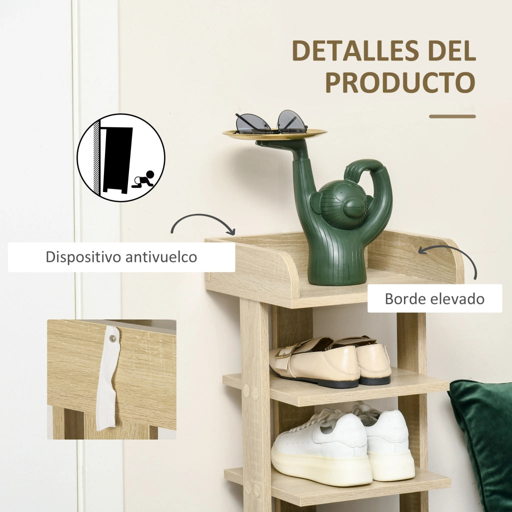 Scarpiera 7 Ripiani Legno ¨C Zephmum ¨C Rovere 32x30x104 cm