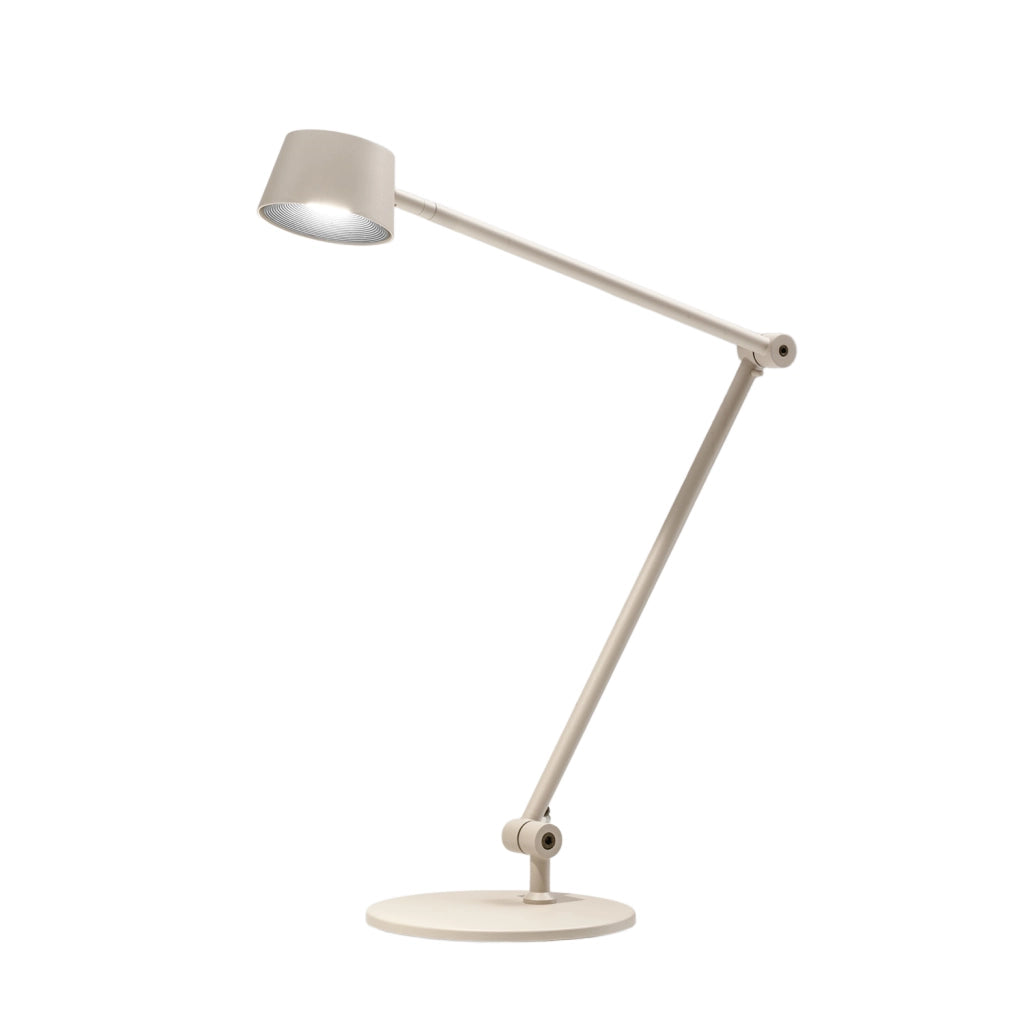Lampada da Tavolo Efira L - 6,2W LED 3000K Orientabile Dimmerabile, Struttura in Alluminio Tortora con Diffusore in Metacrilato - Gea Luce
