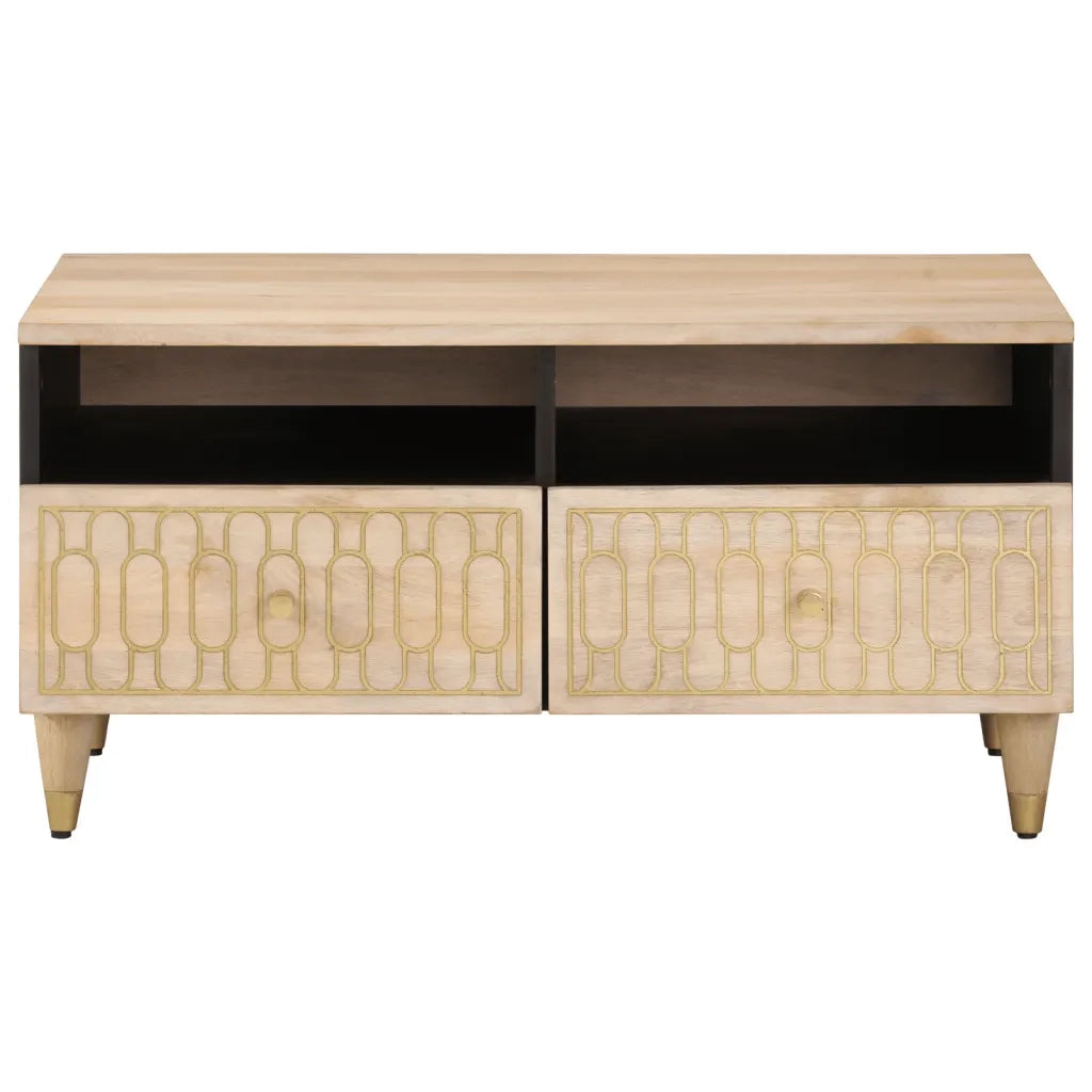 Tavolino da Salotto 80x54x40 cm in Legno Massello di Mango