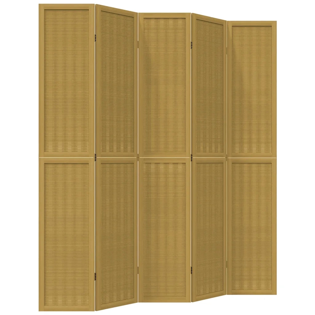 Divisorio Ambienti | Divider per stanze | Paravento 5 Pannelli Marrone Legno Massello Paulownia