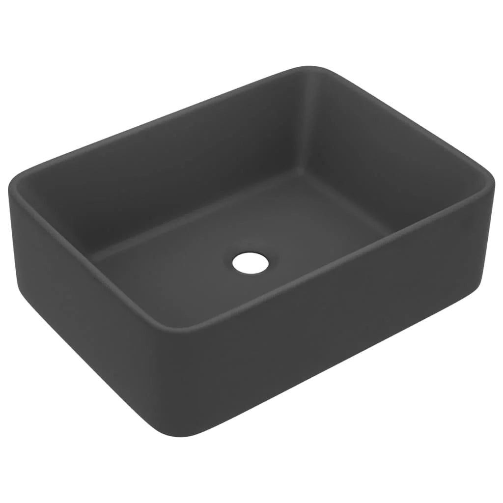 Lavabo da appoggio di lusso lavabo da bagno mobiletto rettangolare 41 x 30 cm ceramica grigio scuro opaco 02_0002791