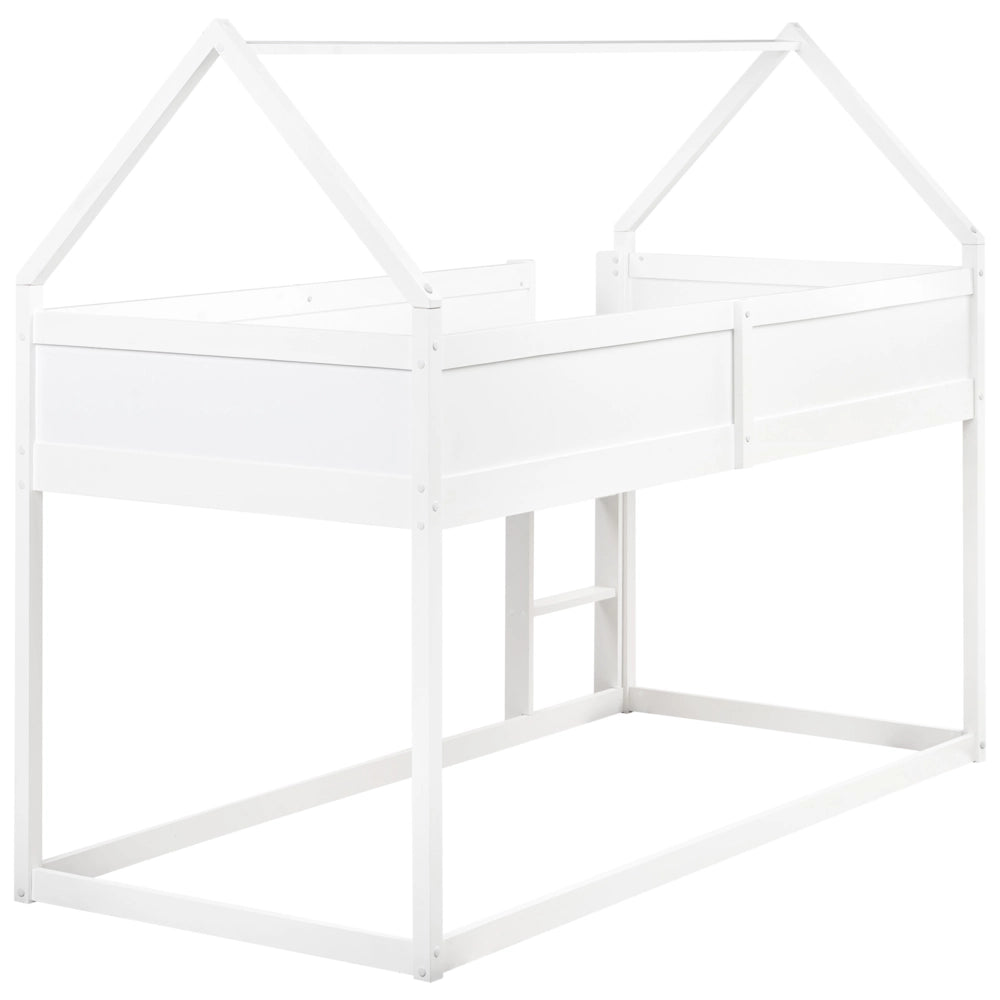 Letto a mezza altezza con rete a doghe 90 x 200 cm Struttura per bambini in legno di pino bianco