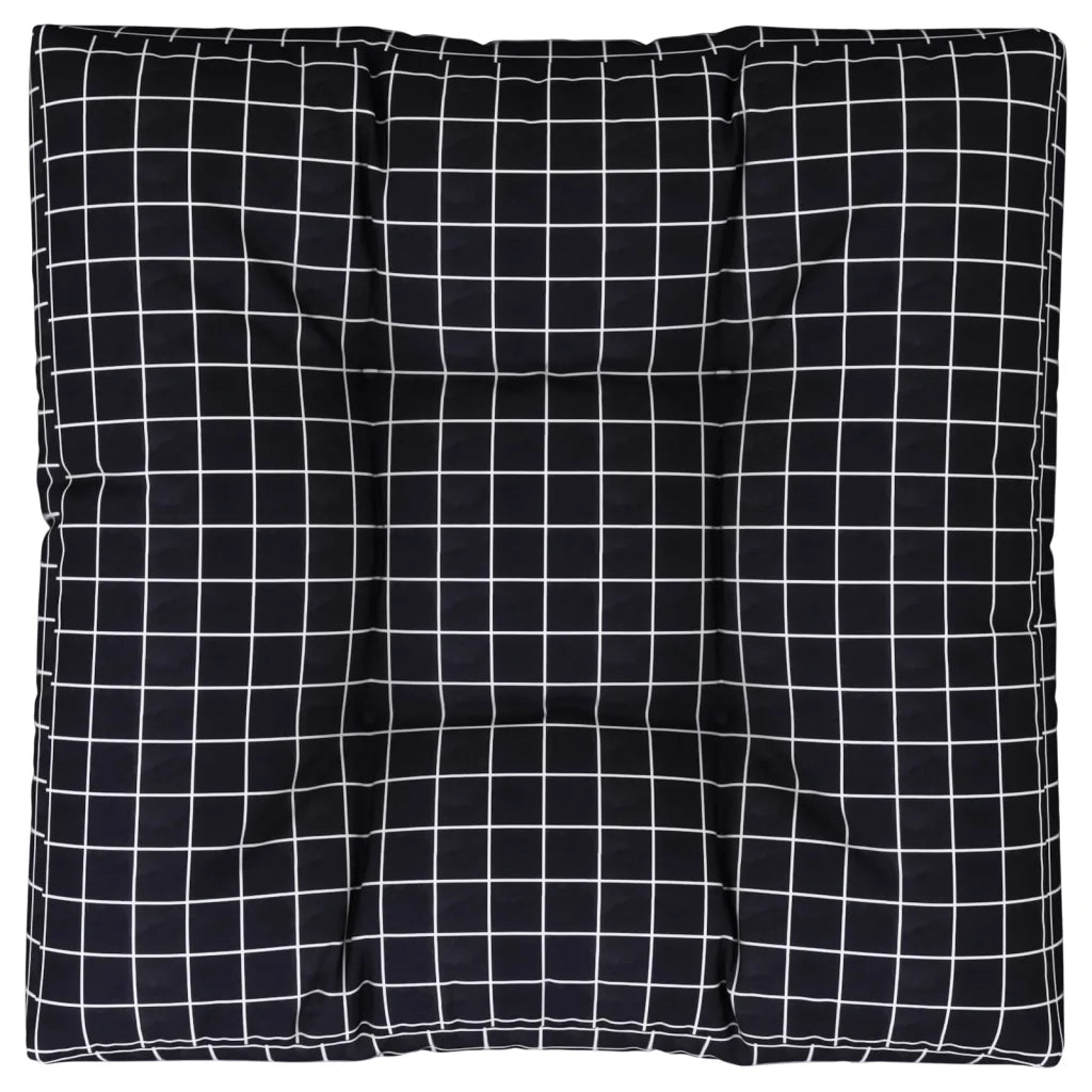 vidaXL Cuscino per Pallet Motivo a Quadri Nero 70x70x12 cm in Tessuto
