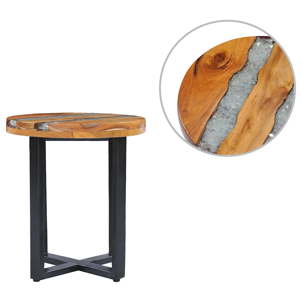Tavolino da Salotto 40x45 cm Legno Massello Teak e Poliresina 281652