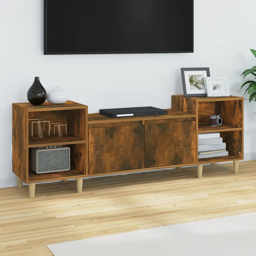 Mobile TV Rovere Fumo 160x35x55 cm in Legno Multistrato 821193