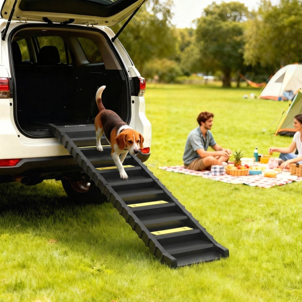 Rampa Pieghevole per Cani 154 cm ¨C Xylo ¨C 10 Gradini Antiscivolo Nero 68 kg