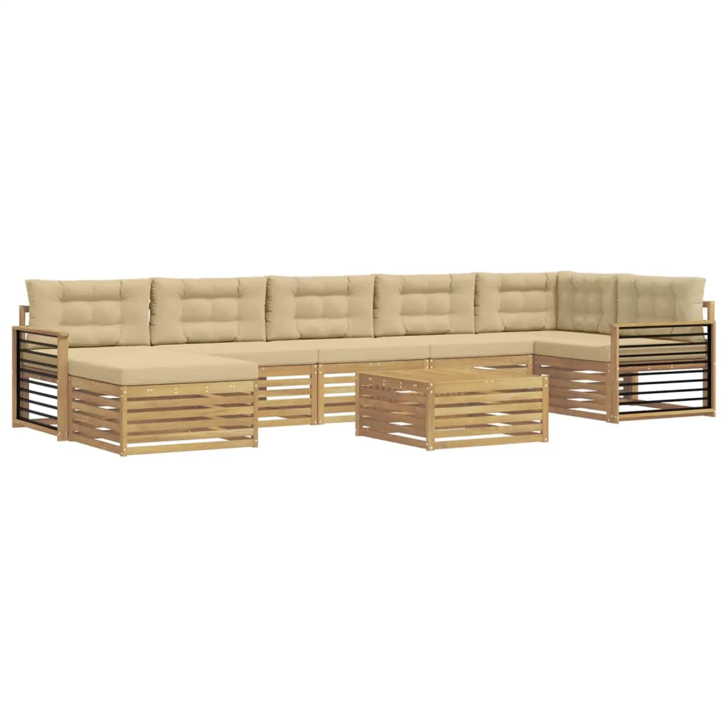 Set di divani da esterno 8 pz Bianco e Beige 3390898