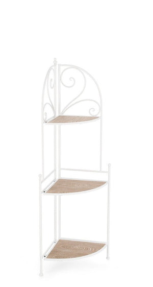 Scaffale Angolare 3 Ripiani 49x33x126 cm in Acciaio Guenda Bianco