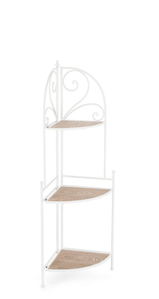 Scaffale Angolare 3 Ripiani 49x33x126 cm in Acciaio Guenda Bianco