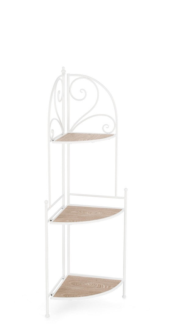 Scaffale Angolare 3 Ripiani 49x33x126 cm in Acciaio Guenda Bianco