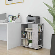 Mobiletto con Ruote Grigio Cemento 60x35x75cm Legno Multistrato 808453