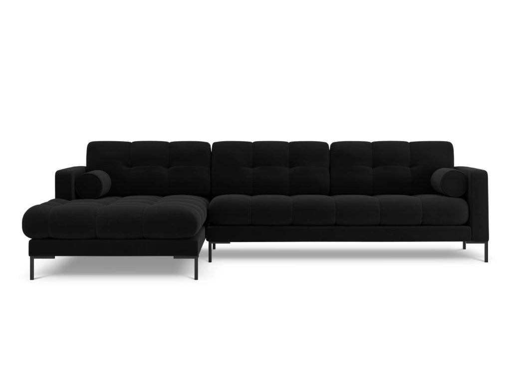 Cosmopolitan Design - Divano angolare sinistro "Bali" 5 posti in velluto nero 