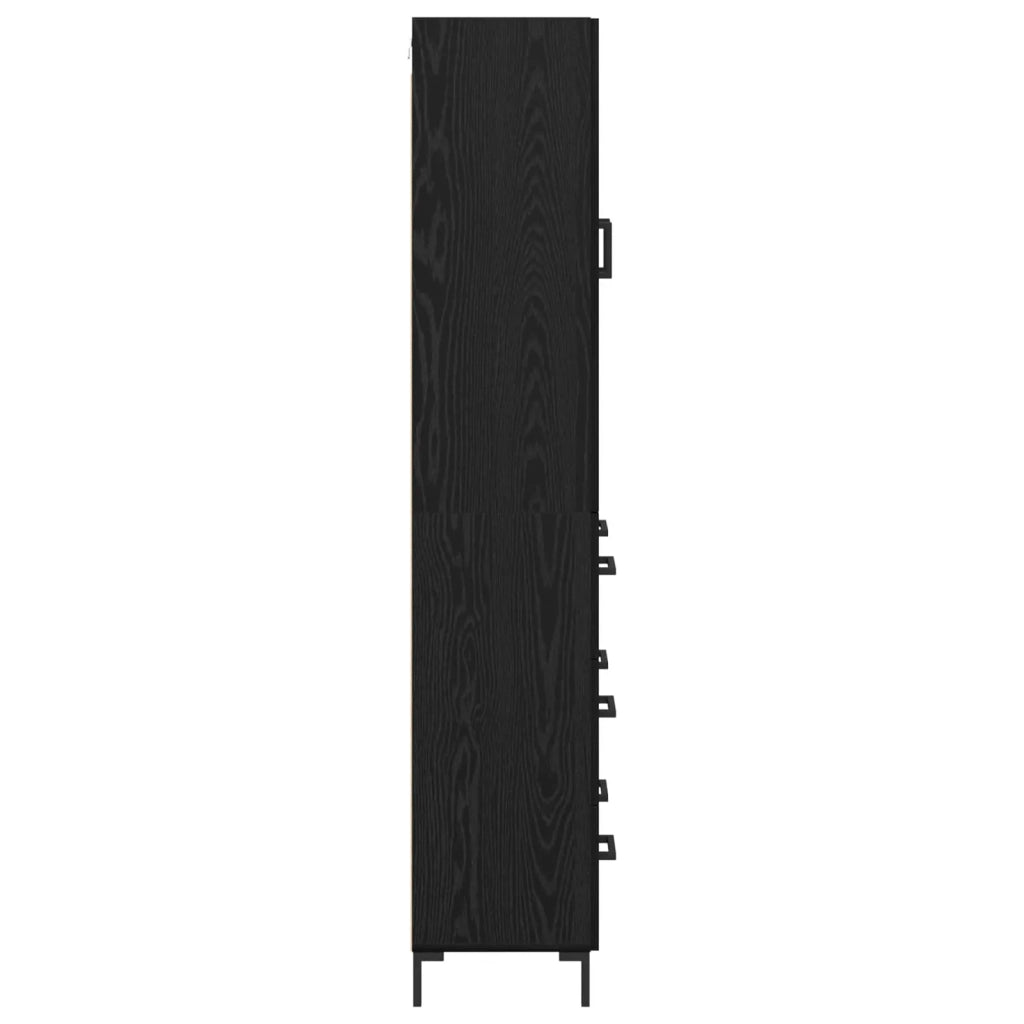 Credenza | Madia | Buffet da pranzo | Armadio da pranzo Rovere Nero 69,5 x 34 x 180 cm Legno multistrato