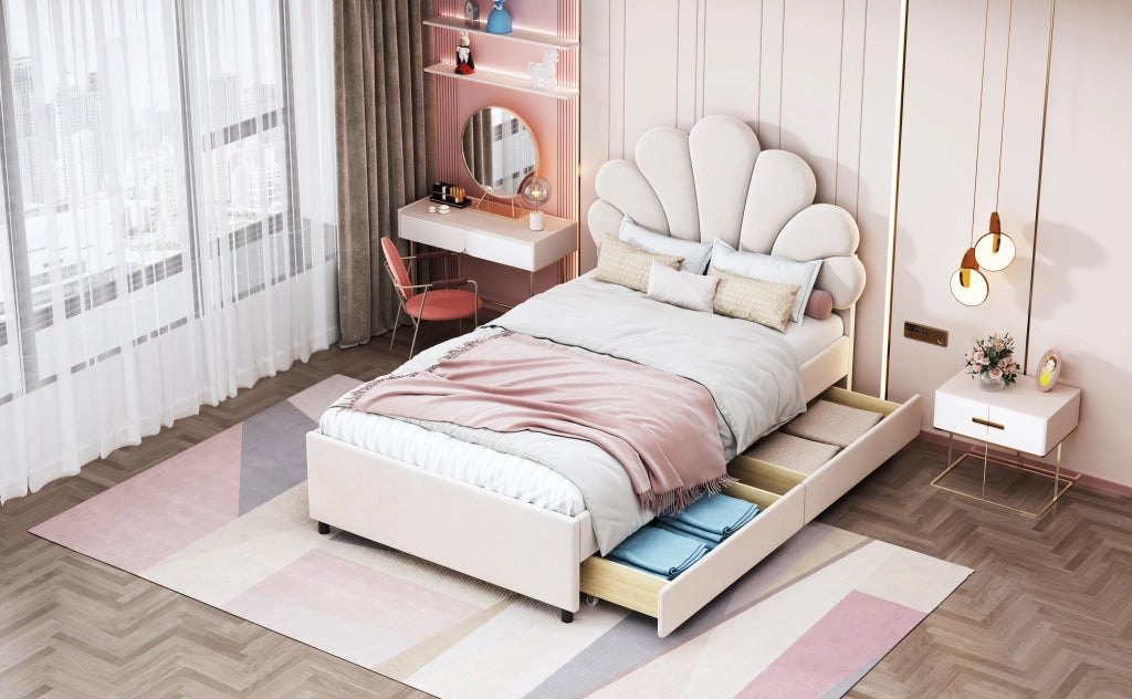 letto imbottito velluto beige 90 x 200 cm