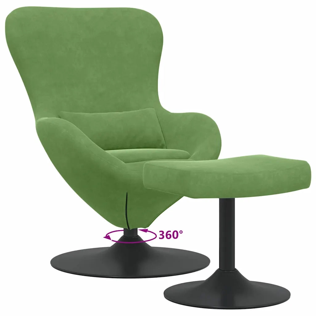 Sedia Egg con Pouf Verde chiaro Velluto 42002747