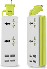 Stopcontatori con Caricabatterie USB - 2 Uscite e 4 Porte USB Intelleggibili - Cavo Estensibile da 5ft