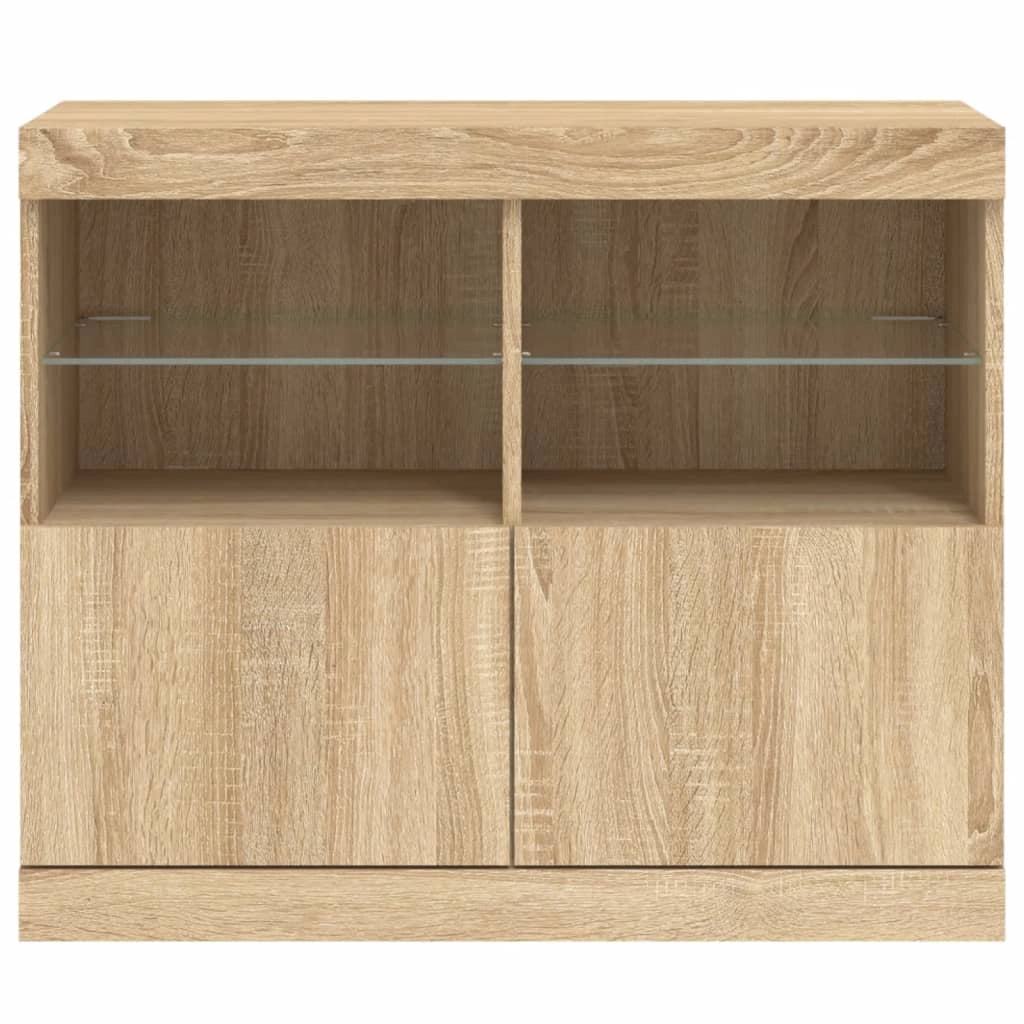Buffet credenza cassettiera armadio mobile contenitore organizer per cucina soggiorno salotto con luci LED Sonoma 81 x 37 x 67 cm marrone 02_0029971