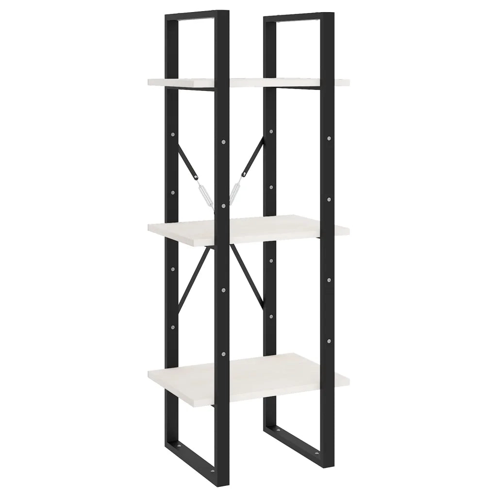 Libreria a 3 Ripiani-Scaffale per Libri-Mobile di Stoccaggio Bianca 40x30x105 cm Legno Massello di Pino