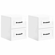 Mobiletto da notte a muro 2 pcs Bianco Lucido 34,5 x 33 x 40 cm
