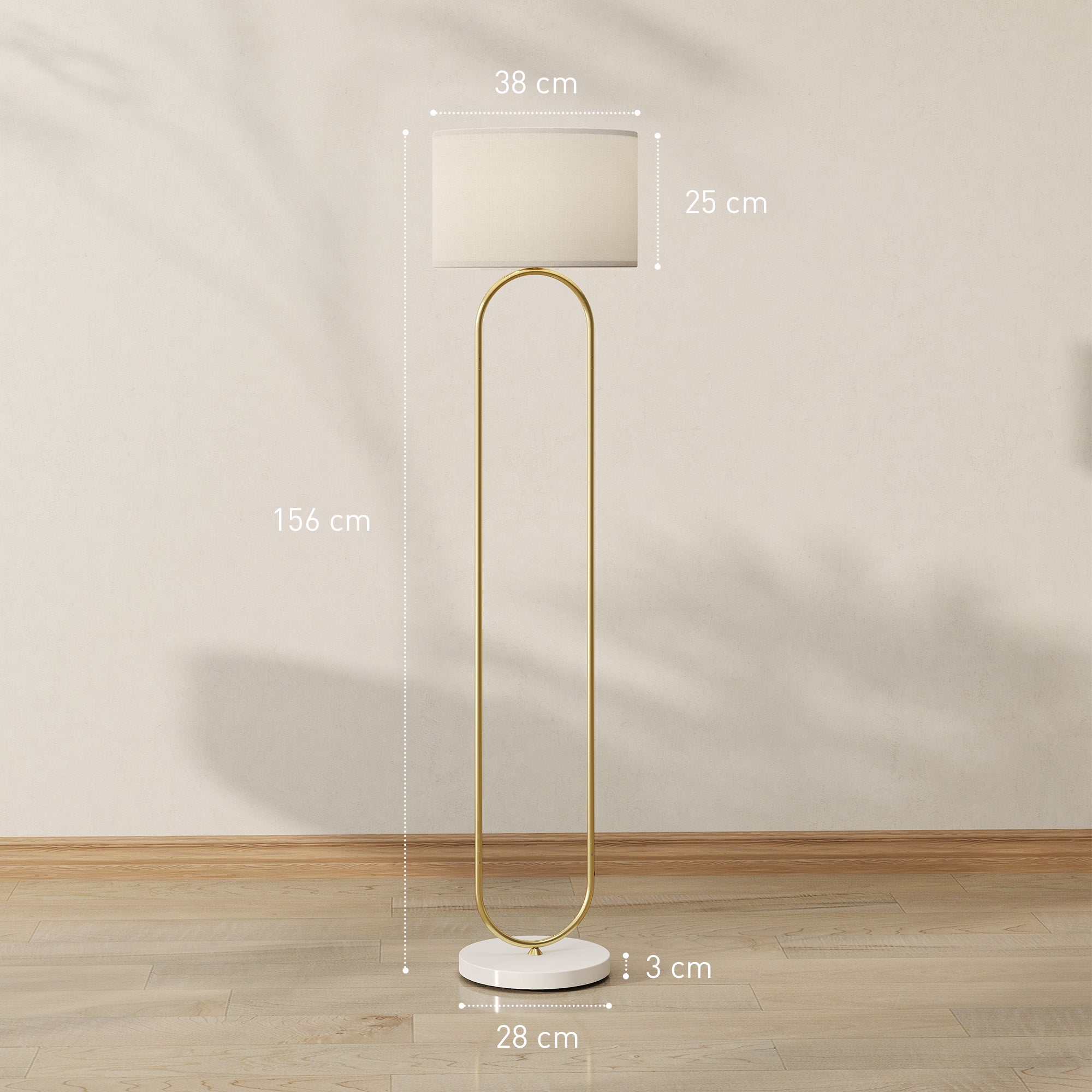 Lampada da Terra Moderna Design ad Arco Ø38x156 cm in Metallo e Tessuto Oro