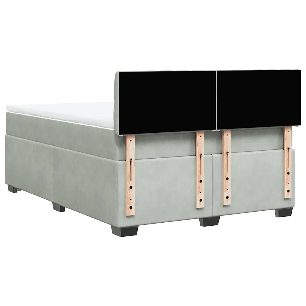 vidaXL Giroletto a Molle con Materasso Grigio Chiaro 160x200cm Velluto