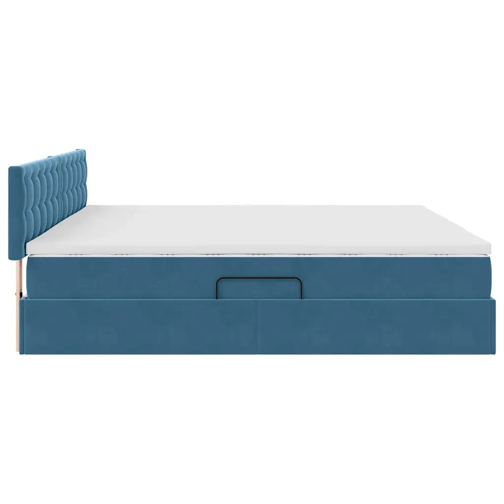 Letto con Contenitore Blu Scuro 200 x 200 cm Velluto