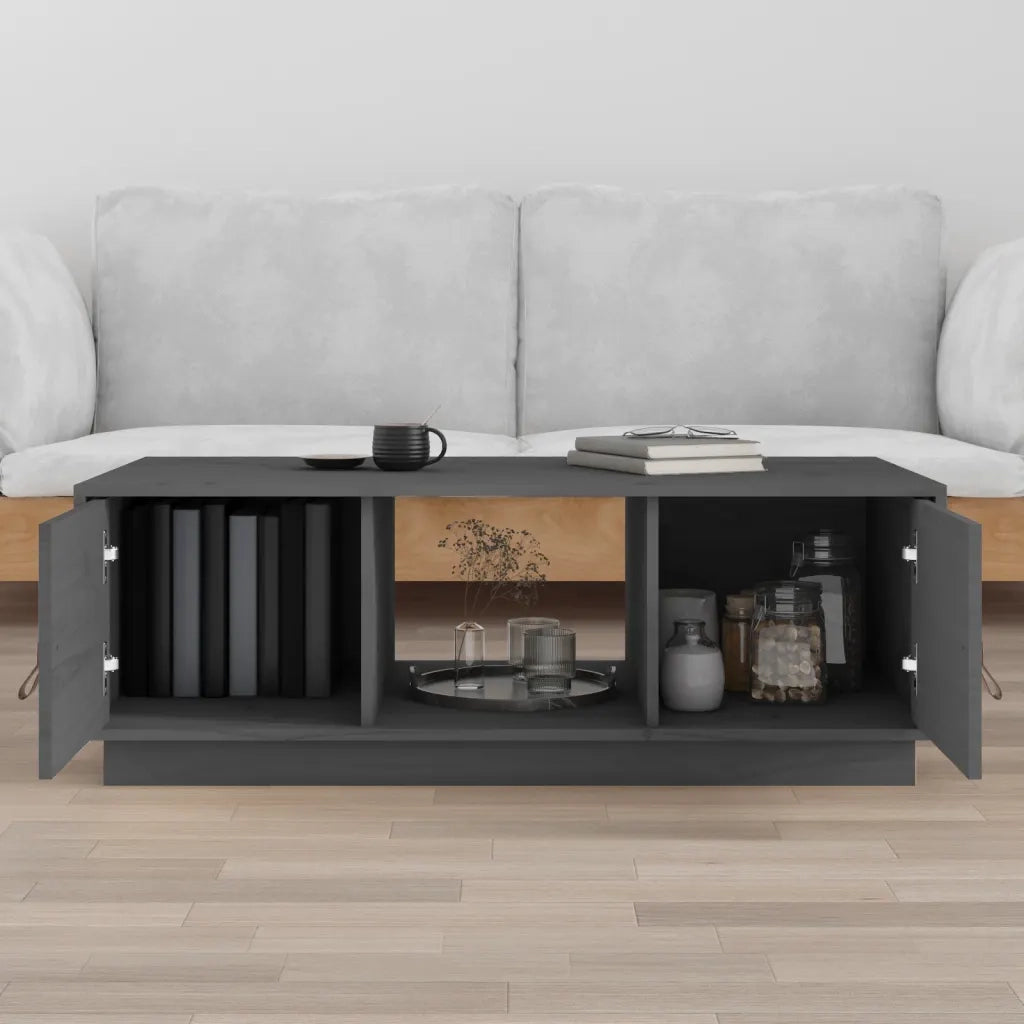 Tavolino da Salotto Grigio 100x50x35 cm Legno Massello di Pino 818267