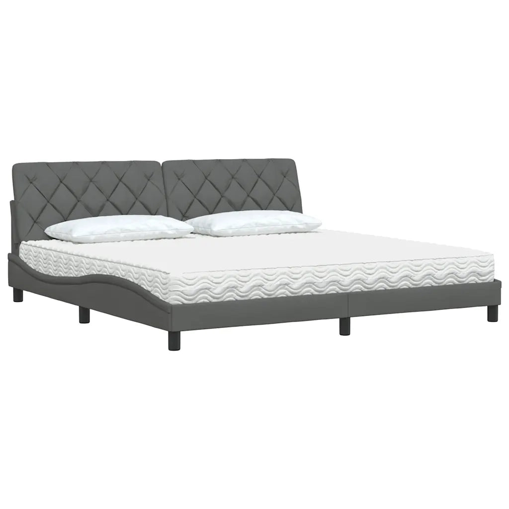 Letto con Materasso Grigio Scuro 200x200 cm in Tessuto 3310763