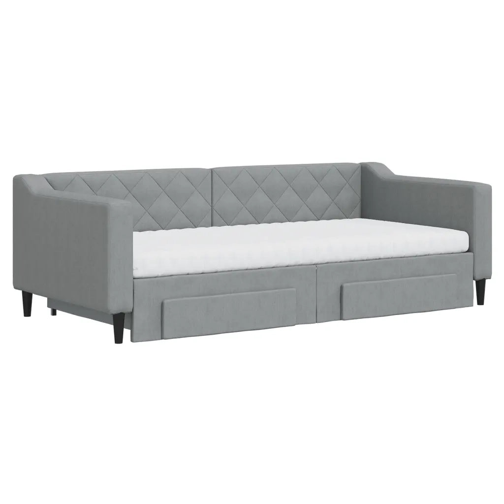 Divano Letto Estraibile Cassetti Grigio Chiaro 90x190cm Tessuto 3197490