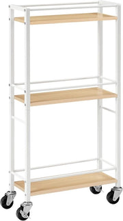 Carrello da cucina con ruote, carrello con 3 livelli, carrello da sala da pranzo per spazi ristretti in cucina, bagno, bianco ARCBN1501