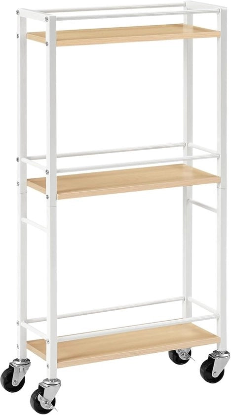 Carrello da cucina con ruote, carrello con 3 livelli, carrello da sala da pranzo per spazi ristretti in cucina, bagno, bianco ARCBN1501