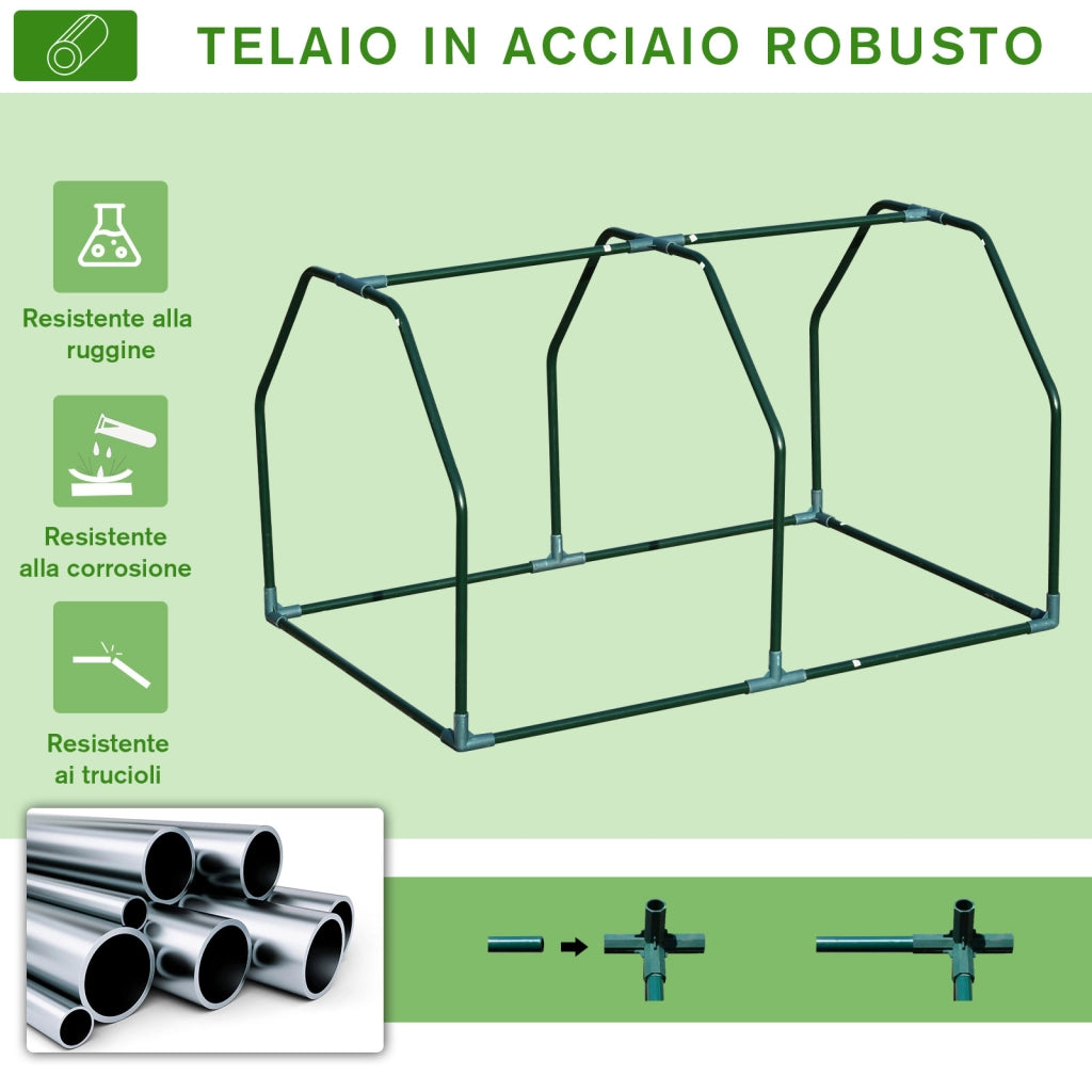 Mini Serra da Giardino e Balcone in Plastica PE e Acciaio con Chiusura a Zip, 99x71x60 cm