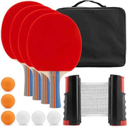 Impostazione di Ping Pong - 4 Vele - 6 Palline - Rete Estensibile 175 cm - Borsa - Solida e Ben Costruita - Kit di Ping Pong