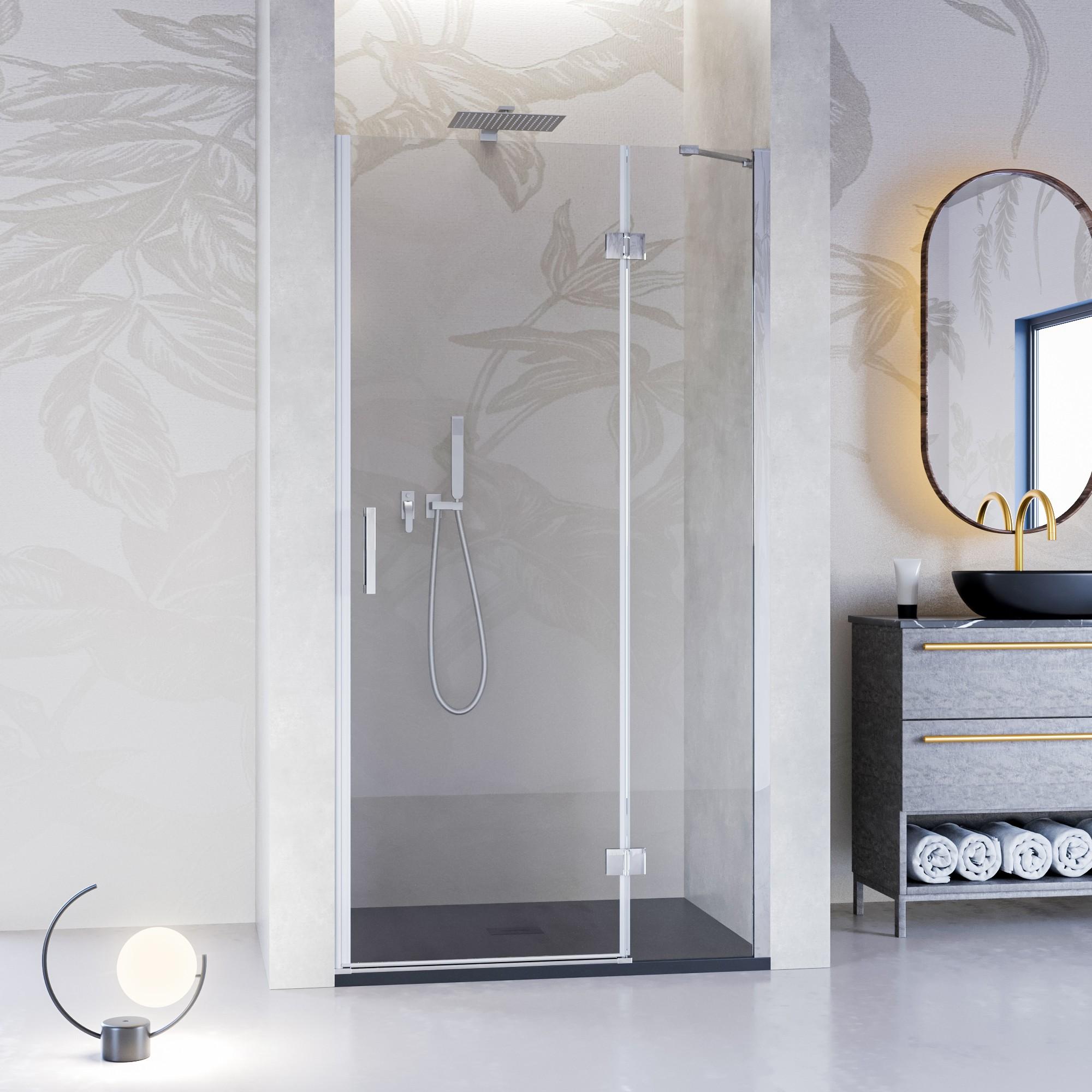 Porta Parete Doccia 80 cm 1 Anta Battente in Cristallo Trasparente 8mm H195 Bonussi Isabel