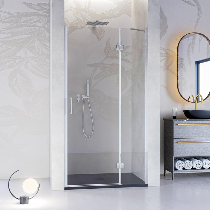 Porta Parete Doccia 80 cm 1 Anta Battente in Cristallo Trasparente 8mm H195 Bonussi Isabel