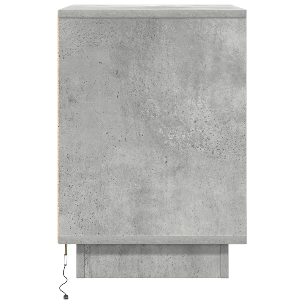 vidaXL Comodini con Luci a LED 2 pz Grigio Cemento 38x34x50 cm
