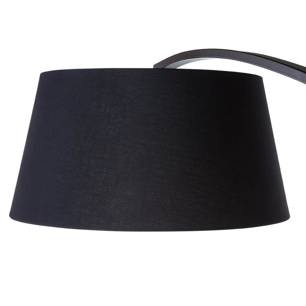 Lampada da terra in metallo Nero 234 cm con struttura curva paralume in policotone paralume a tamburo con base in marmo dal design moderno